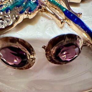 Antique14kVictorian era  delicate solid gold Earrings with amethyst stones